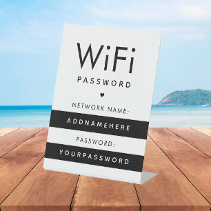 WiFi-Kennwort-Code Internet-Netzwerk Striptes Herz Sockelschild