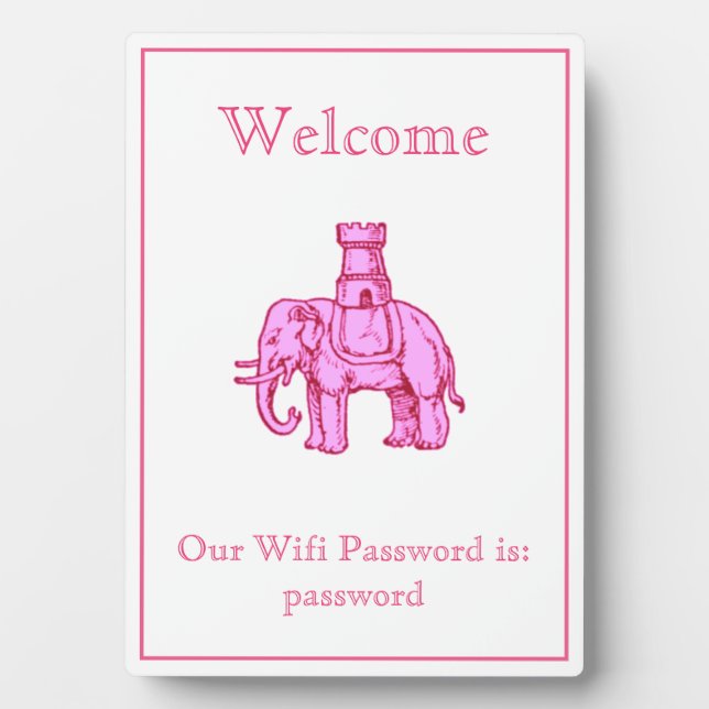 Wifi-Kennwort für Elephant und Castle Fotoplatte (Vorderseite)
