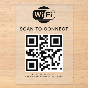 WiFi-Kennwort   QR-Code-Prüfung für die Verbindung Acryleinladungen