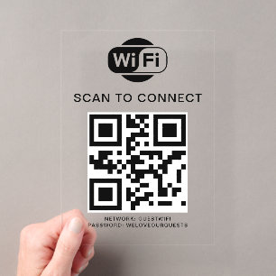 WiFi-Kennwort QR-Code-Prüfung für die Verbindung Acryleinladungen