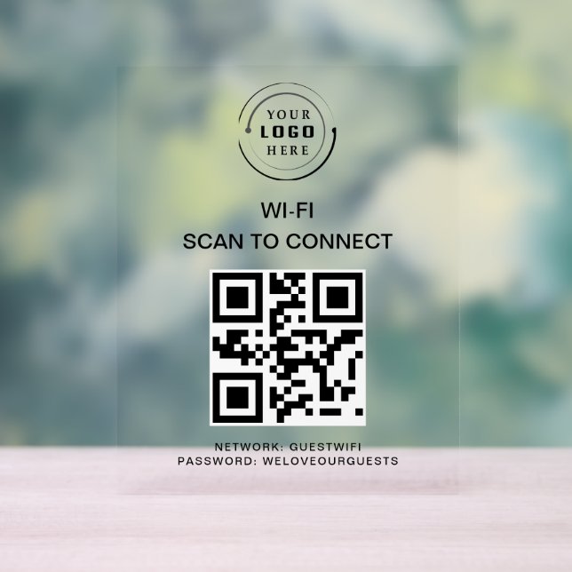 WiFi-Kennwort | QR-Code-Prüfung für die Verbindung Acrylschild (Neutral)
