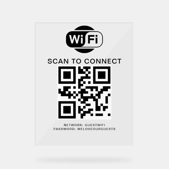WiFi-Kennwort | QR-Code-Prüfung für die Verbindung Acrylschild (Vorderseite)