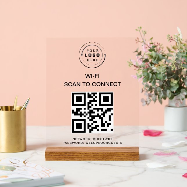 WiFi-Kennwort | QR-Code-Prüfung für die Verbindung Acrylschild (Hochzeit)