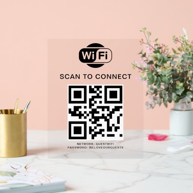 WiFi-Kennwort | QR-Code-Prüfung für die Verbindung Acrylschild (Hochzeit)