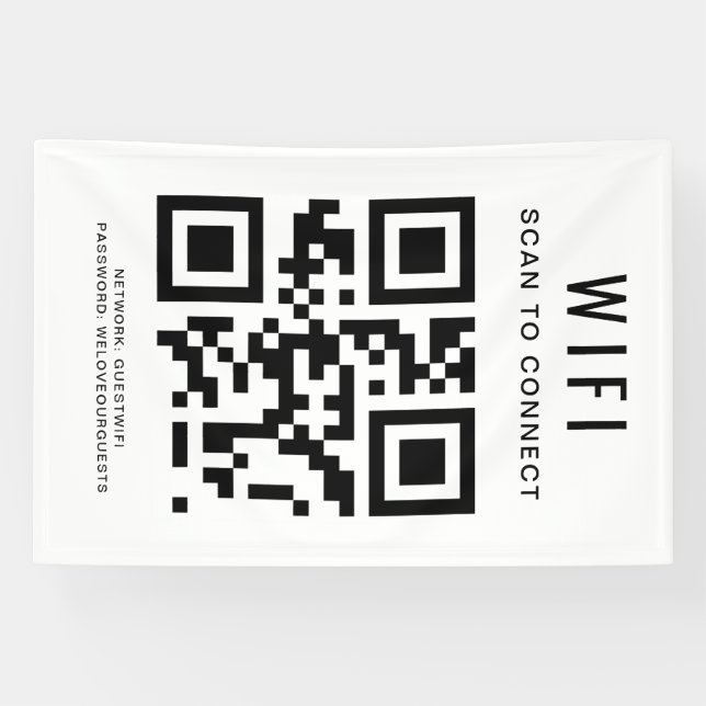 WiFi-Kennwort | QR-Code-Prüfung für die Verbindung Banner (Horizontal)