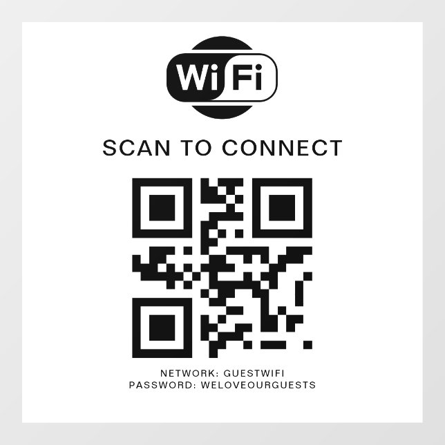 WiFi-Kennwort | QR-Code-Prüfung für die Verbindung Fensteraufkleber (Blatt)