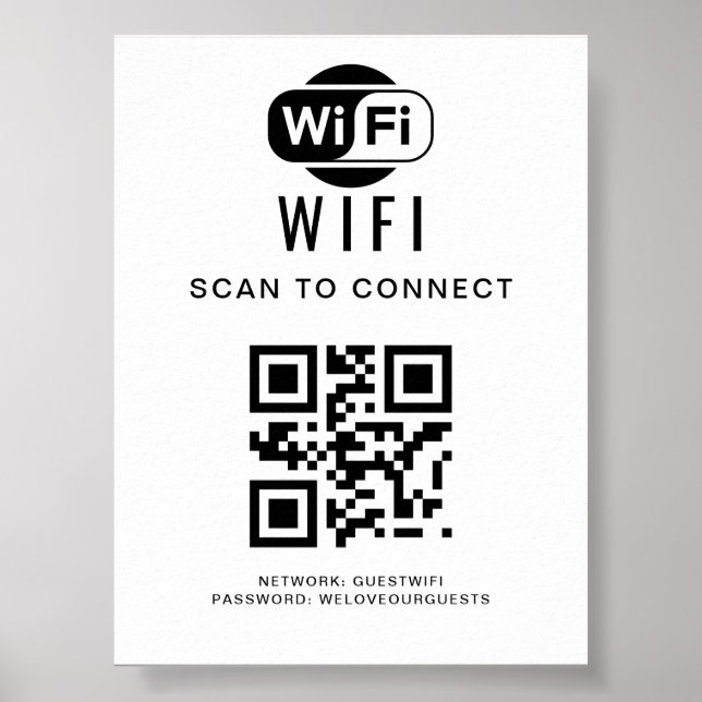 WiFi-Kennwort | QR-Code-Prüfung für die Verbindung Poster (Vorne)