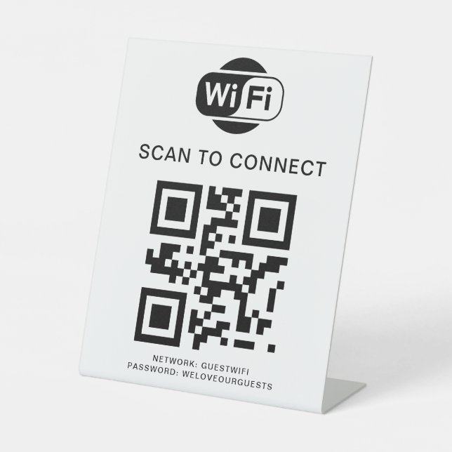 WiFi-Kennwort | QR-Code-Prüfung für die Verbindung Sockelschild (Vorderseite)