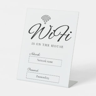 WiFi-Kennwort und Netzwerk-Vorwahlnummer Sockelschild