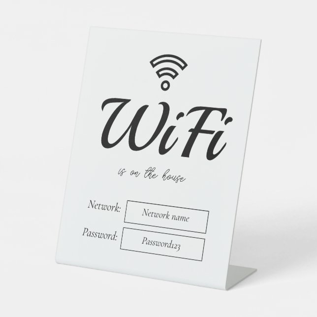 WiFi-Kennwort und Netzwerk-Vorwahlnummer Sockelschild (Vorderseite)