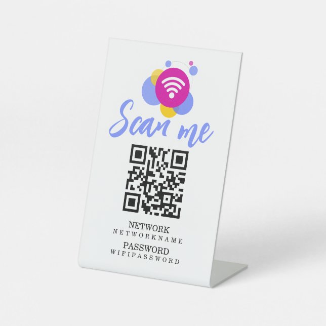 Wifi-Kennwort und Personalisierter QR-Code für das Sockelschild (Vorderseite)