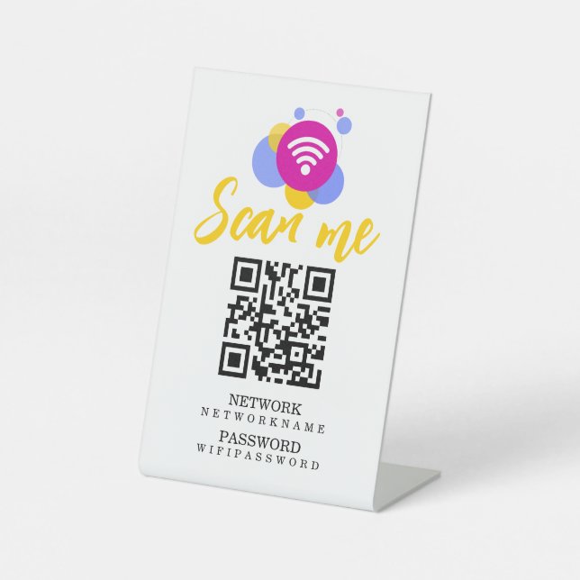 Wifi-Kennwort und Personalisierter QR-Code für das Sockelschild (Vorderseite)