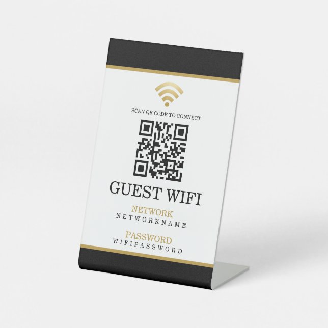 Wifi-Kennwort und Personalisierter QR-Code für das Sockelschild (Vorderseite)