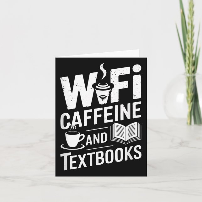 Wifi-Koffein und Textbücher Karte (Vorderseite)