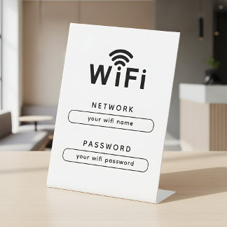 WIFI Name and Password Simple Table Top Sign Sockelschild