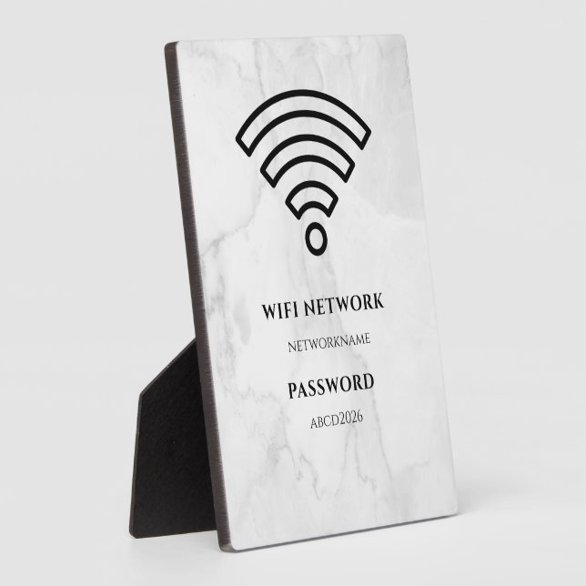 Wifi Network and Password Black Plaque (Côté)