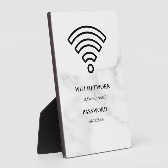Wifi Network and Password Black Plaque (Côté)