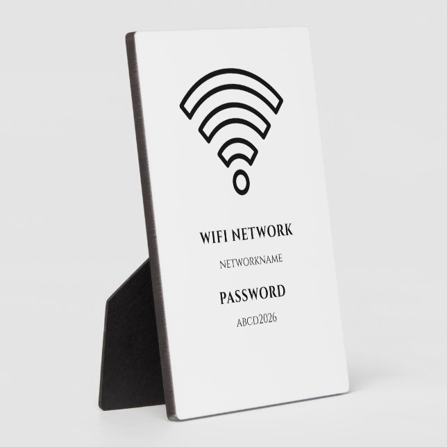 Wifi Network and Password Black Plaque (Côté)