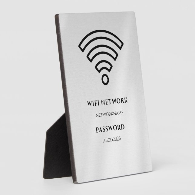 Wifi Network and Password Black Plaque Fotoplatte (Seite)