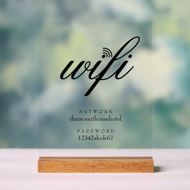 Wifi Network and Password Business Retail Acrylschild (Neutral)