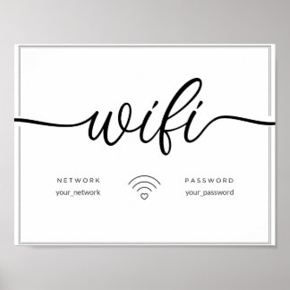 Wifi Network Herberge Airbnb Zeichen einfach minim Poster