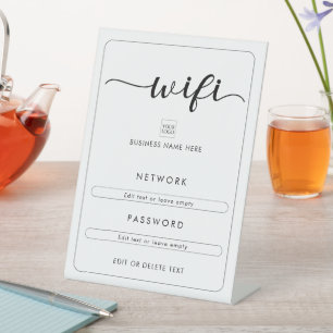 WiFi Network Password Logo Business Café Sockelschild