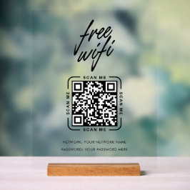 Wifi Network QR Code Black Modern Business Acrylschild