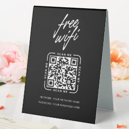 Wifi Network QR Code Black Modern Business Tischaufsteller