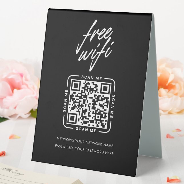 Wifi Network QR Code Black Modern Business Tischaufsteller (In Situ (Hochzeit))