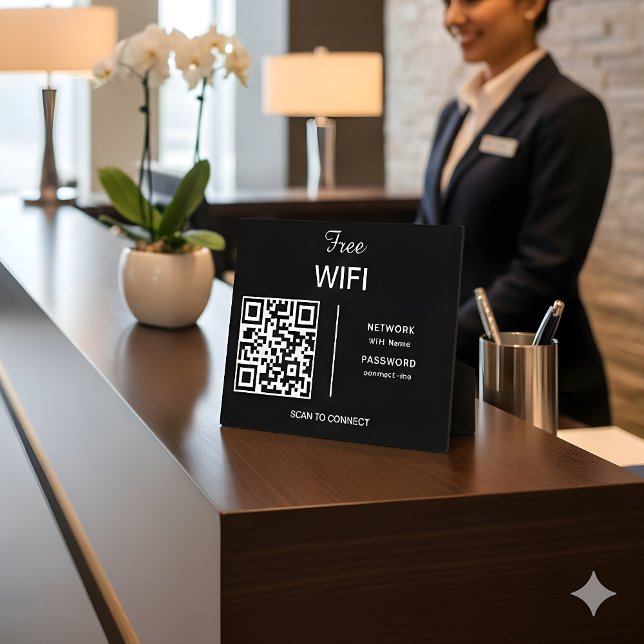 Wifi Network QR Code Scan to Connect Modern Black Fotoplatte (Von Creator hochgeladen)