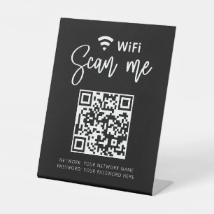 Wifi Network QR Code Schwarz Modernes Geschäft Sockelschild