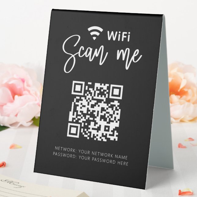 Wifi Network QR Code Schwarz Modernes Geschäft Tischaufsteller (In Situ (Hochzeit))