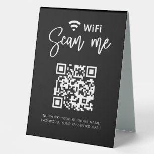 Wifi Network QR Code Schwarz Modernes Geschäft Tischaufsteller