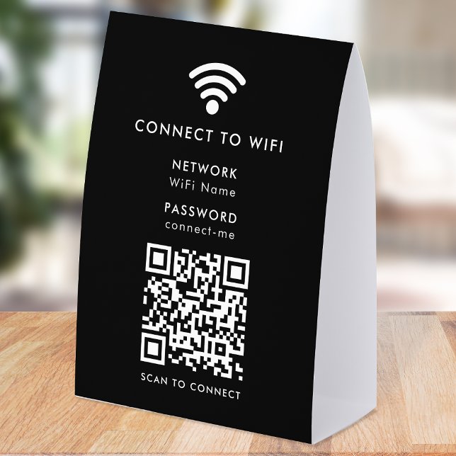 WiFi Network Table Tent | QR Paper Tabletop Sign Tischaufsteller (Wi-Fi paper table tent signs with interactive QR code, connecting visitors seamlessly to your WiFi)