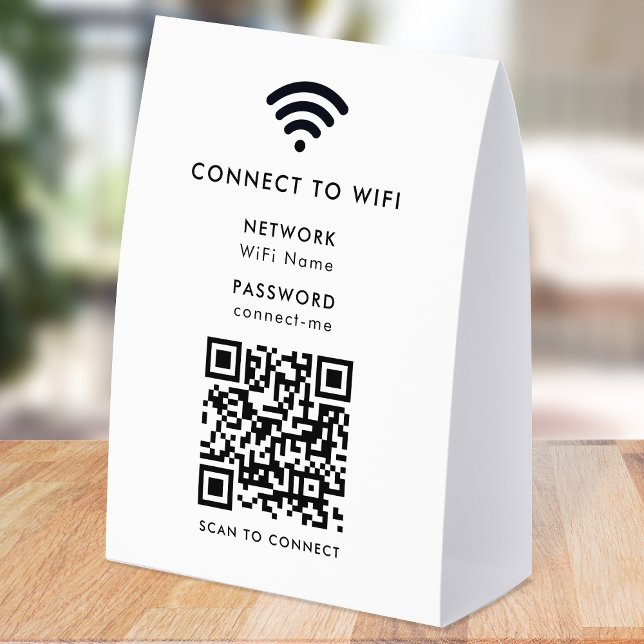 WiFi Network Table Tent | QR Paper Tabletop Sign Tischaufsteller (Wi-Fi paper table tent signs with interactive QR code, connecting guests seamlessly to your WiFi)