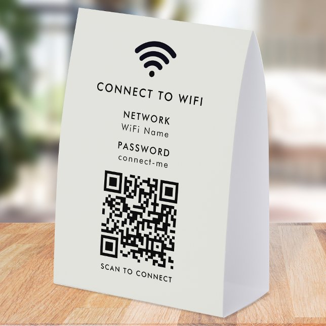 WiFi Network Table Tent | QR Paper Tabletop Sign Tischaufsteller (Wi-Fi paper table tent signs with interactive QR code, connecting customers seamlessly to your WiFi)