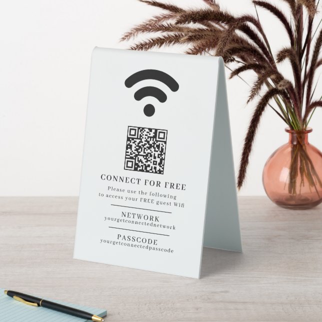 WiFi-Netzwerk-Passwort Gast-Info einfach QR-Code Tischaufsteller (In Situ (Tisch))