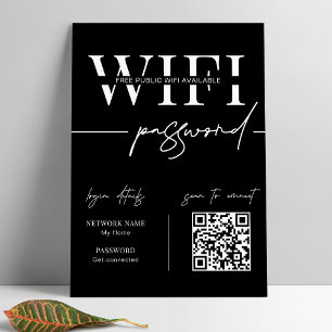 WIFI-Netzwerk-Passwort-QR-Code Schwarz Minimalisti Poster