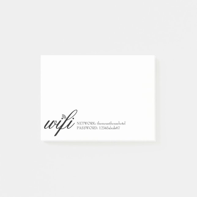 WiFi-Netzwerk und Kennwort Post-it Klebezettel (Vorderseite)