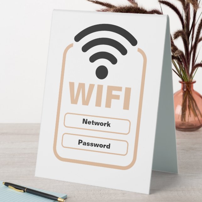 WiFi-Netzwerk- und Kennwortanzeigeständer Tischaufsteller (In Situ (Tisch))
