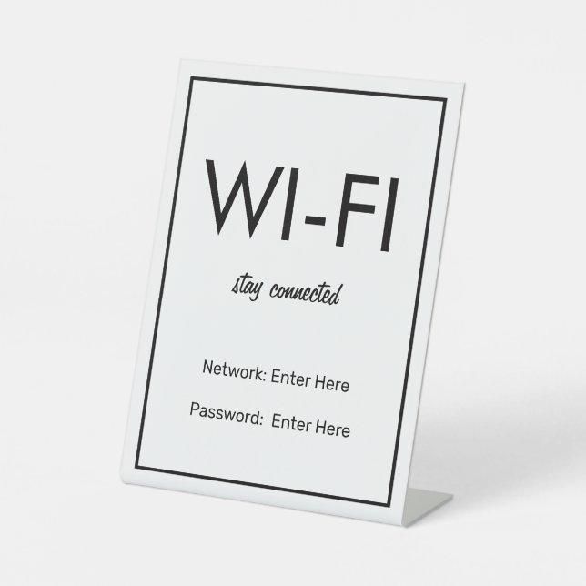 WiFi-Netzwerk- und Kennwortgeschäft Sockelschild (Vorderseite)