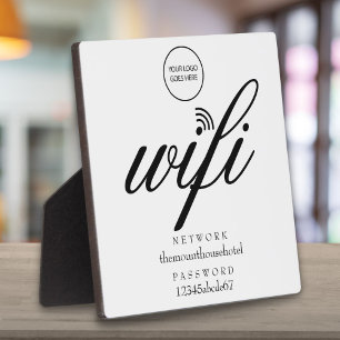Wifi-Netzwerk und Passwort Ihr Logo Schild Fotoplatte