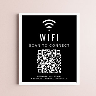 Wifi-Netzwerkscan, um QR-Code schwarz anzuschließe Poster