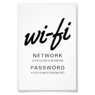 Wifi-Passcodedruck zum Framing und Anzeigen Fotodruck
