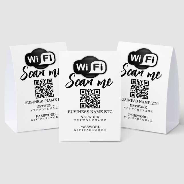 Wifi Password and Network Personalized QR Code Tischaufsteller (In Situ (Mehrfachansicht))