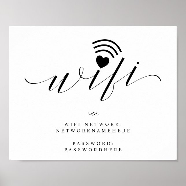 Wifi Password Calligraphy Script-Hochzeitszeichen Poster (Vorne)