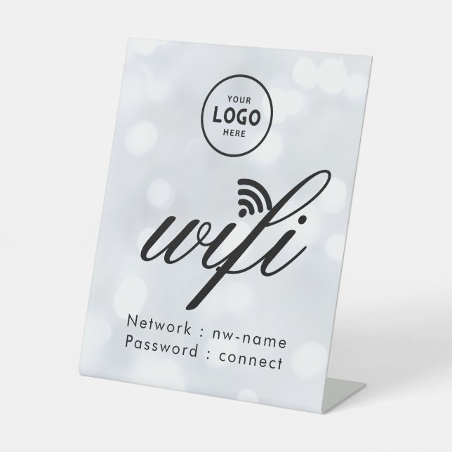 WiFi Password Code Business Logo Blue  Sockelschild (Vorderseite)