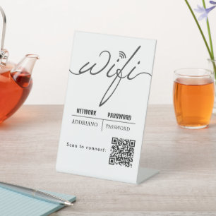 WiFi Password Code Gold Business Logo QR Code Sockelschild