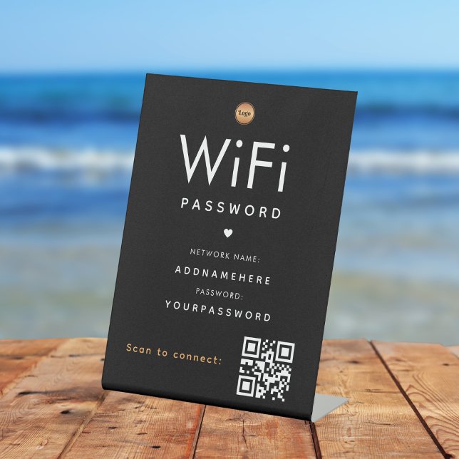WiFi Password Code Gold Business Logo QR Code Sockelschild (Von Creator hochgeladen)