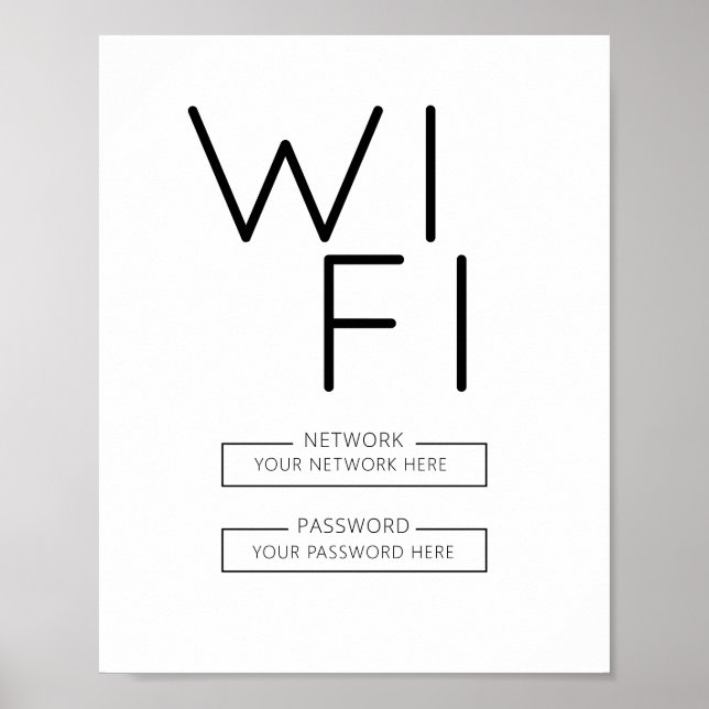 WiFi Password Sign" Zuhause, Office oder Business Poster (Vorne)
